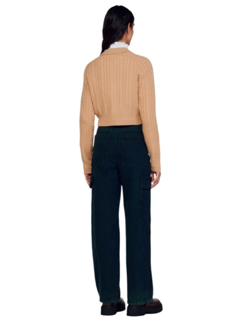 Sandro Tan  Wool Cable Knit Zipper Crop
Cardigan Size 0 NWOT - Picture 13 of 15